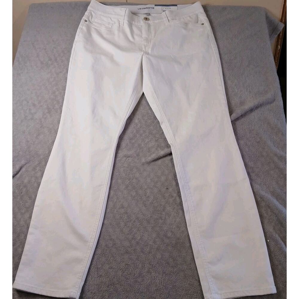 Liz Claiborne White Jeans NWT Womens Size 14 Flex Fit Slim Leg